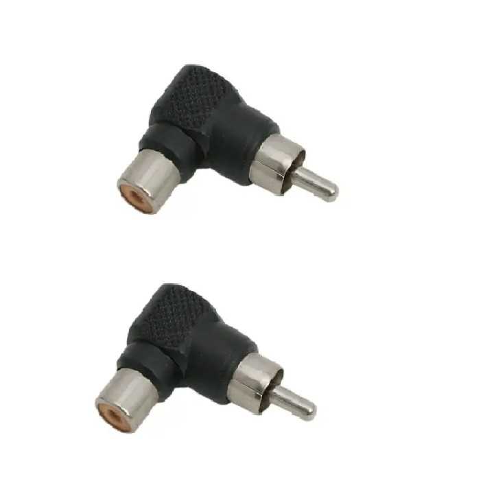 Set 2 adaptoare RCA tata 90 grade la RCA mama plastic negru M`N`C 05733-2