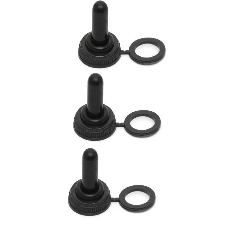 Set 3 capisoane ermetice din silicon negru pentru comutatoare cu brat 16.5x26mm M`N`C 09013-3