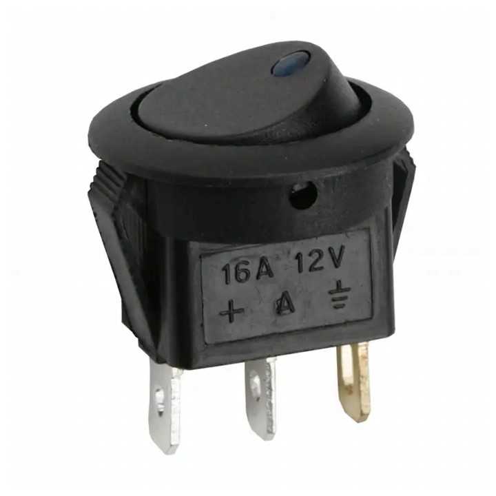 Interupator basculant 1 circuit 3 pini OFF-ON LED albastru 12V 16A cu retinere M'N'C 09042KE