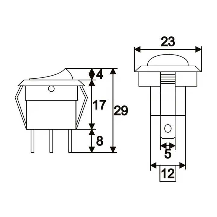Interupator basculant 1 circuit 3 pini 12V 16A OFF-ON LED verde cu retinere M'N'C 09042ZO