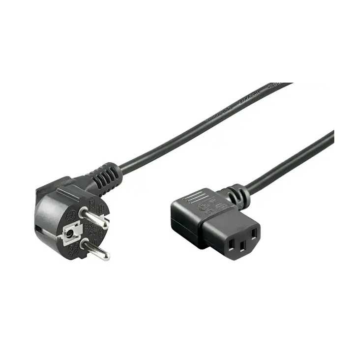 Cablu alimentare PC 2m CEE 7/7 cotit 90 la IEC320-C13 mama cotit 90 negru H03VV-F3G 0.75mm conductor cupru