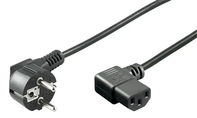 Cablu alimentare PC 2m CEE 7/7 cotit 90 la IEC320-C13 mama cotit 90 negru H03VV-F3G 0.75mm conductor cupru