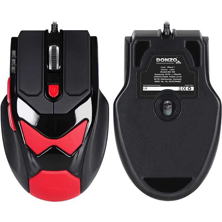 Gaming mouse LASER USB 800-1200-2100-3400DPI 6 butoane 76g cu 4x4.2g greutati interschimbabile DONZO DO959-BL
