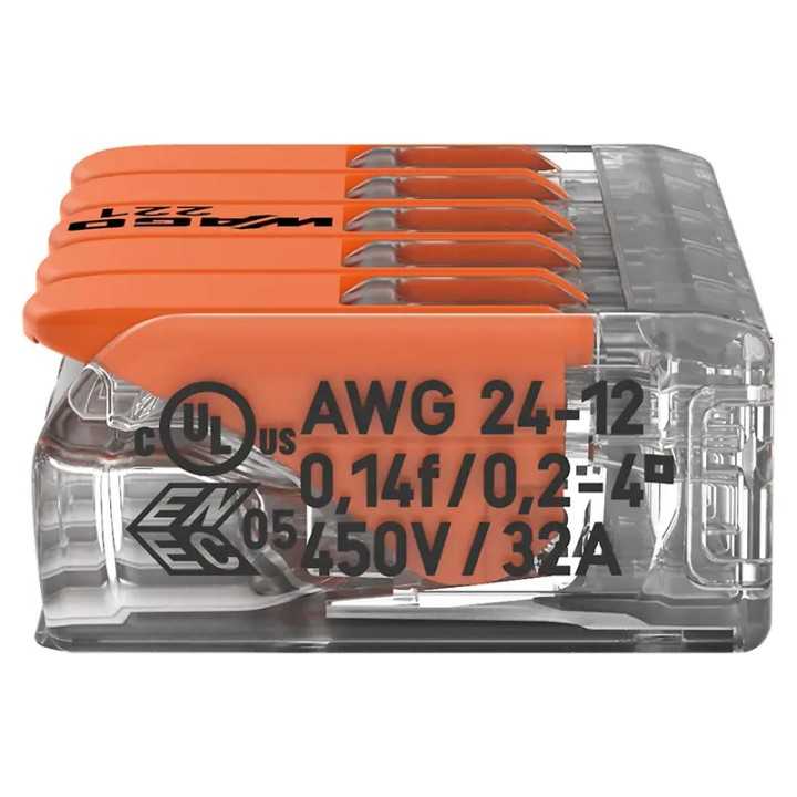 Set 8 conectori slim MYF 5x4mm2 32A WAGO 221-415-8