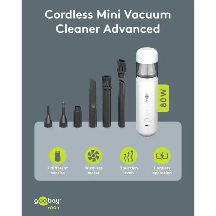 Aspirator /Suflator Mini fara Fir Avansat 80W 7 duze 3 perii Goobay 77828