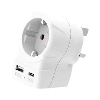 Adaptor priza Skross 1.500283-E EU la UK USB-A USB-C 20W