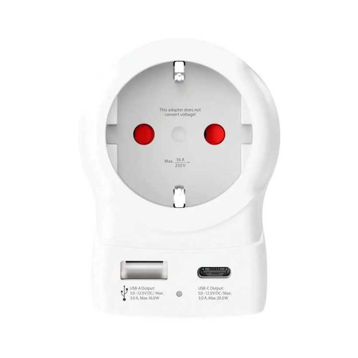 Adaptor priza Skross 1.500283-E EU la UK USB-A USB-C 20W
