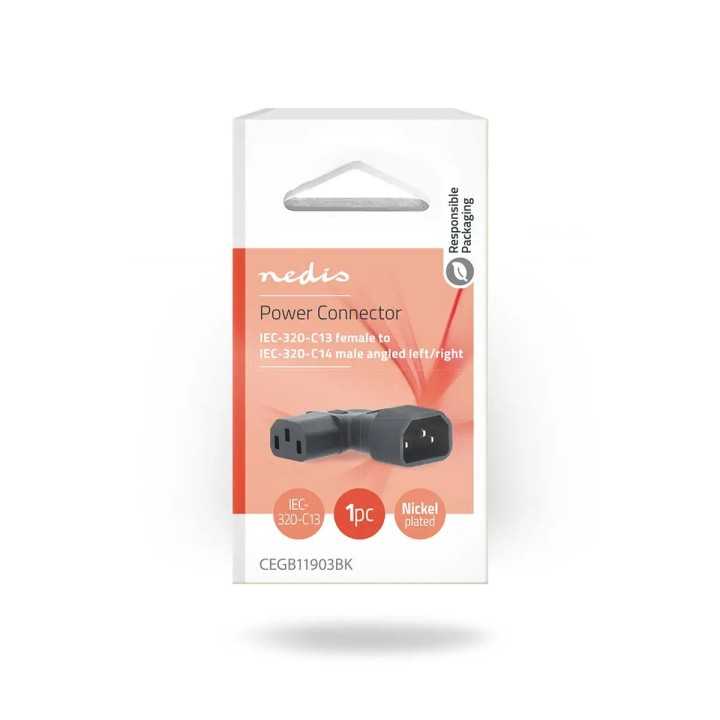 Conector alimentare IEC-320-C13 - IEC-320-C14 cotit Nedis CEGB11903BK