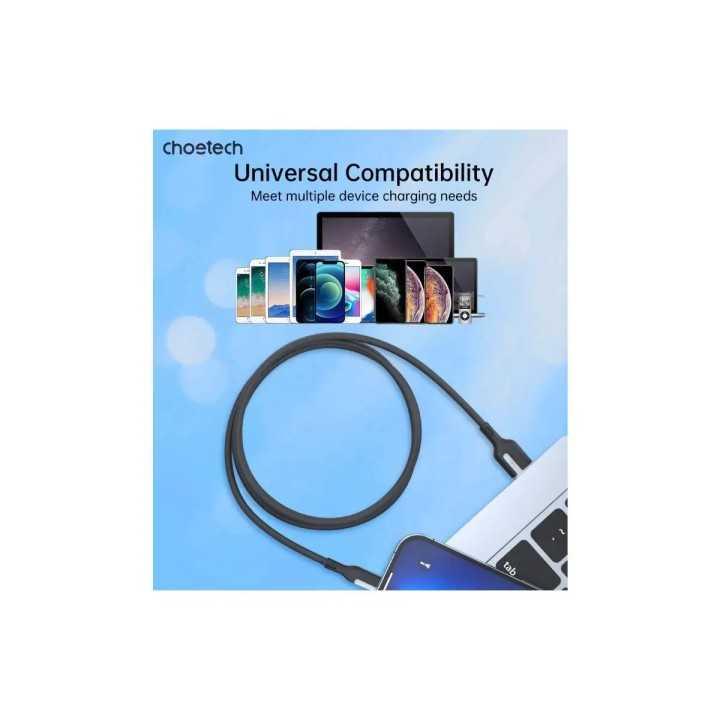 Cablu USB 2.0 A tata - Lightning Choetech XAL-0003-BK 1m 2.4A silicon negru