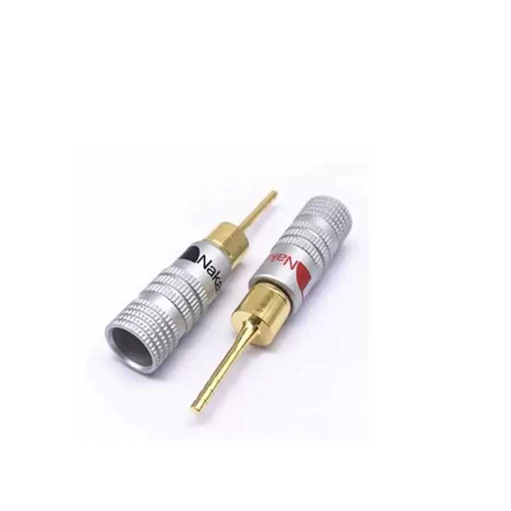 Set 2 mufe banana tata 2mm metal cu surub inel negru si rosu