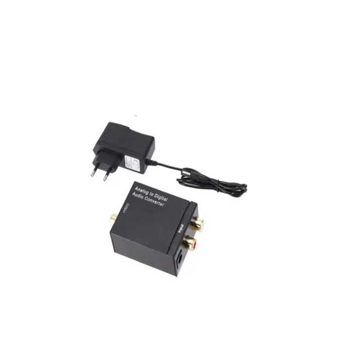 Adaptor Convertor audio ANALOG intrare 2xRCA la DIGITAL iesire TOSLINK cu alimentator 1A