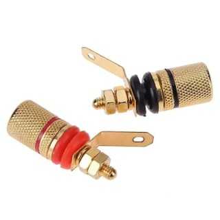 Set 2 Mufe banana mama aurite 4mm cu inel negru si rosu montaj pe panou