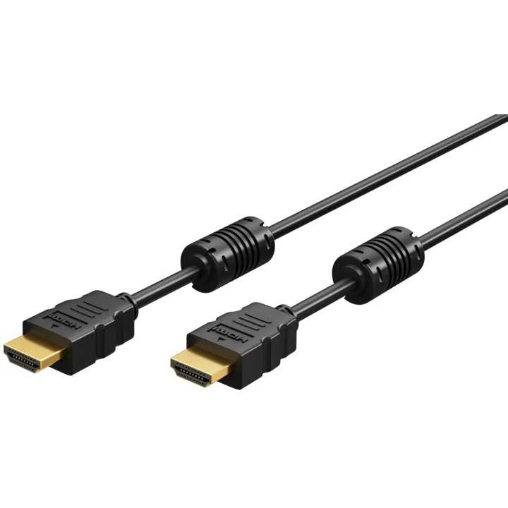 Cablu HDMI2.0 - HDMI2.0 2m 4K Ultra HD 2160p 60Hz cu ethernet eARC 18Gbit/s contacte aurite negru Goobay 61301