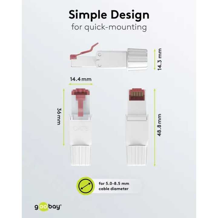 Mufa retea RJ45 8P8C UTP Cat6 conectare fara scule AWG22(0.65mm)-24(0.5mm) Goobay 65942