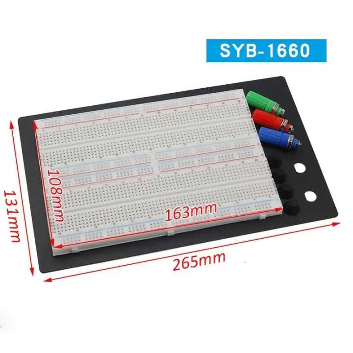 Placa test Breadboard cu 1660 de puncte de conectare 20-29AWG 300V/3-5A