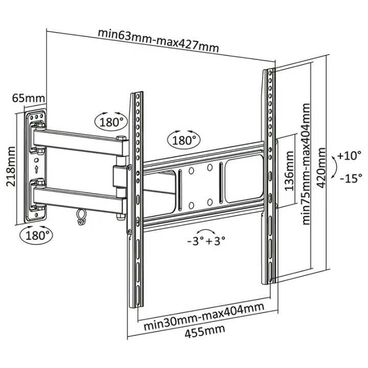 Suport TV de perete Cabletech UCH0204 pentru 32-55 inch 35Kg