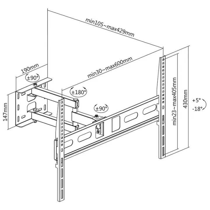 Suport TV de perete Cabletech UCH0199-1 pentru 37-70 inch 35Kg