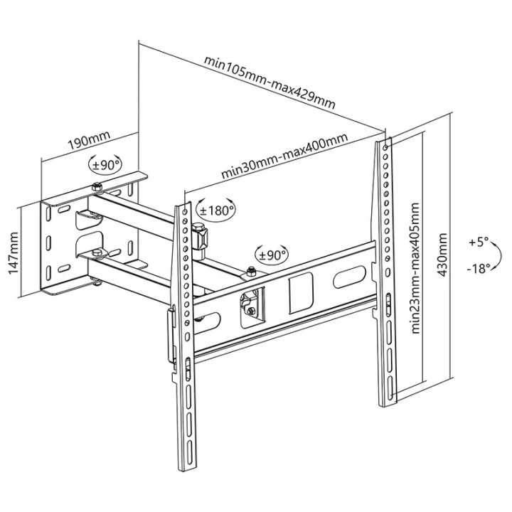 Suport TV de perete Cabletech UCH0197-1 pentru 32-55 inch 35Kg