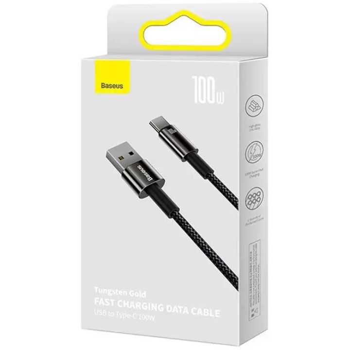 Cablu alimentare si date Baseus CAWJ000001 Fast Charging USB la USB Type-C 100W nailon 1m negru