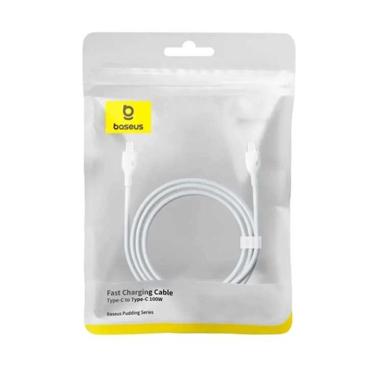 Cablu alimentare si date Baseus Pudding P10355702221-01 Fast Charging Data USB Type-C la USB Type-C 100W 2m alb
