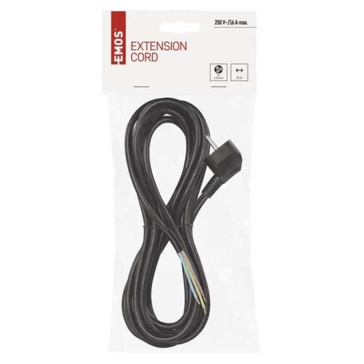 Cablu de alimentare EMOS S18325 flexibil izolatie PVC 3×1.5mm2 5m negru