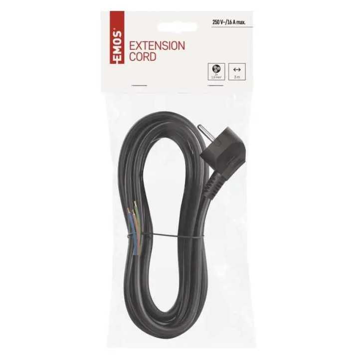Cablu de alimentare EMOS S18323 flexibil izolatie PVC 3x1.5mm2 3m negru