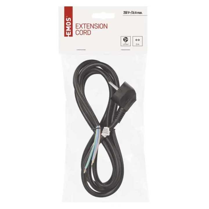 Cablu de alimentare EMOS S18322 flexibil izolatie PVC 3x1.5mm2 2m negru