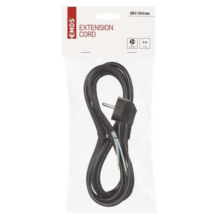 Cablu de alimentare EMOS S18313 flexibil izolatie PVC 3x1mm2 3m negru