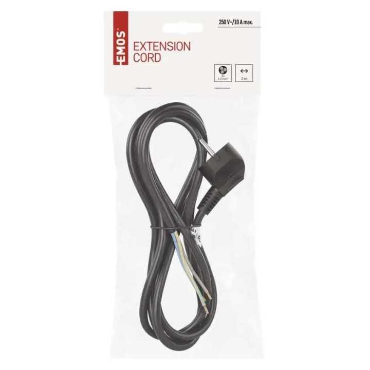 Cablu de alimentare EMOS S18312 flexibil izolatie PVC 3x1mm2 2m negru
