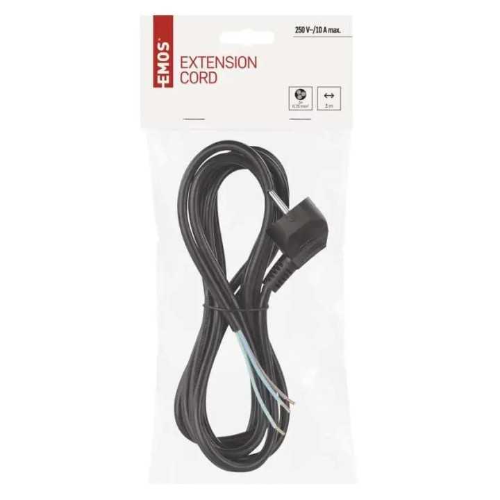 Cablu de alimentare EMOS S18373 flexibil izolatie PVC 3 0.75mm2 3m negru