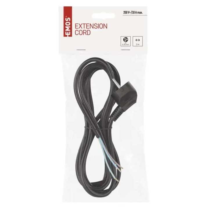Cablu de alimentare EMOS S18372 flexibil izolatie PVC 3 0.75mm2 2m negru
