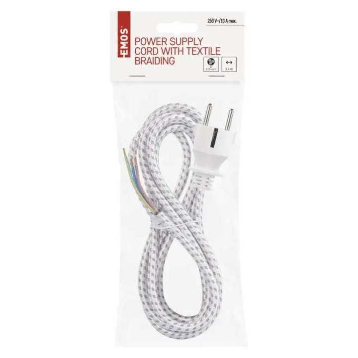Cablu de alimentare EMOS S00003 cu invelis textil 3x0.75mm2 2.4m
