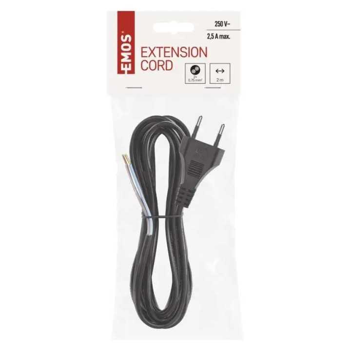 Cablu de alimentare EMOS S19273 flexibil izolatie PVC 2 0.75mm2 3m negru