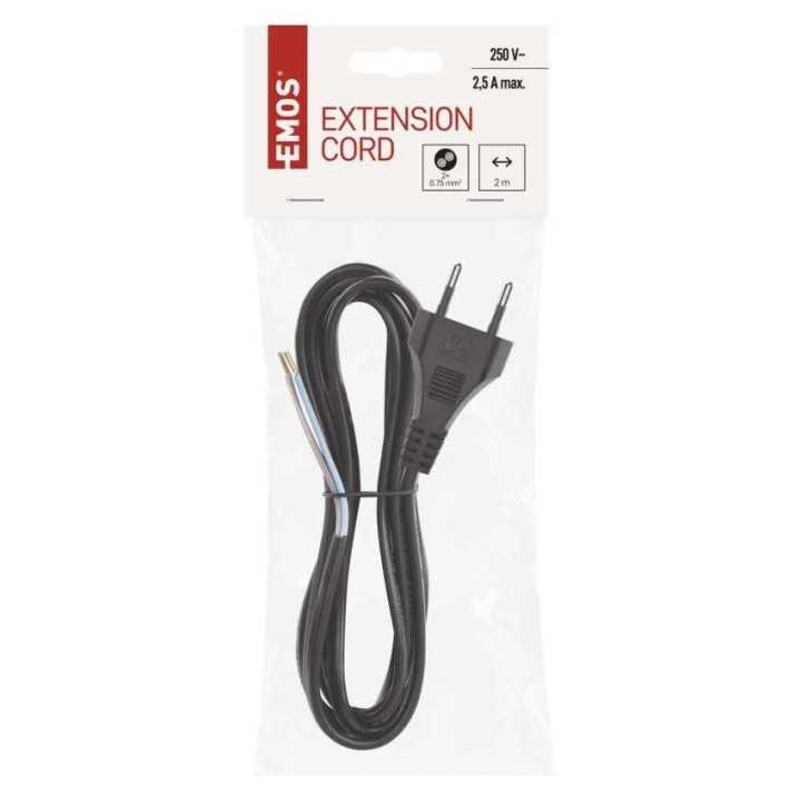 Cablu de alimentare EMOS S19272 flexibil izolatie PVC 2 0.75mm2 2m negru