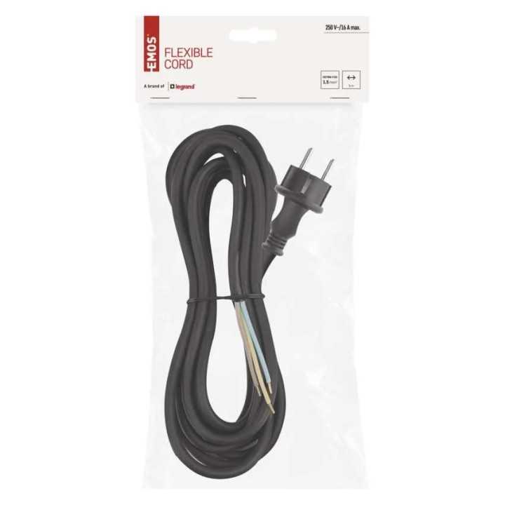 Cablu de alimentare EMOS S03250N flexibil izolatie cauciuc/neopren 3x1.5mm2 H07RN-F 5m negru