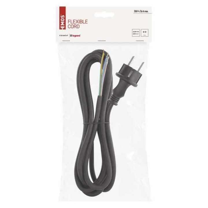 Cablu de alimentare EMOS S03230N flexibil izolatie cauciuc/neopren 3x1.5mm2 H07RN-F 3m negru