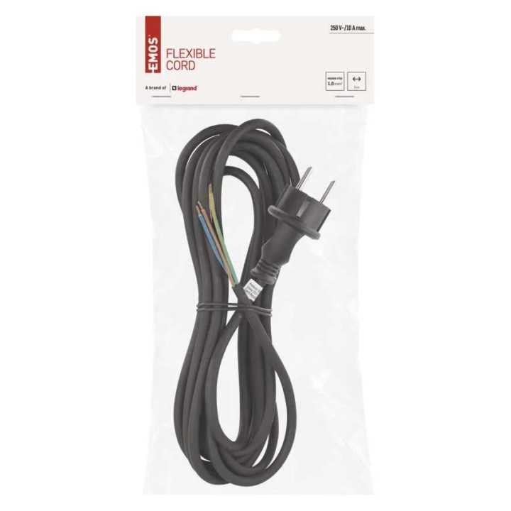 Cablu de alimentare EMOS S03150N flexibil izolatie cauciuc/neopren 3x1mm2 H05RN 5m negru