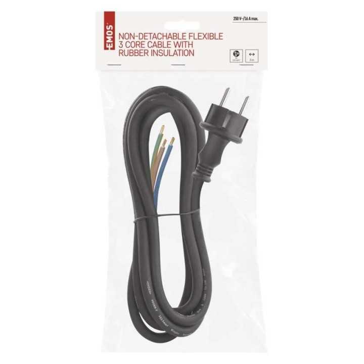 Cablu de alimentare EMOS S03430 nedetasabil flexibil izolatie cauciuc 3x2.5mm2 3m negru