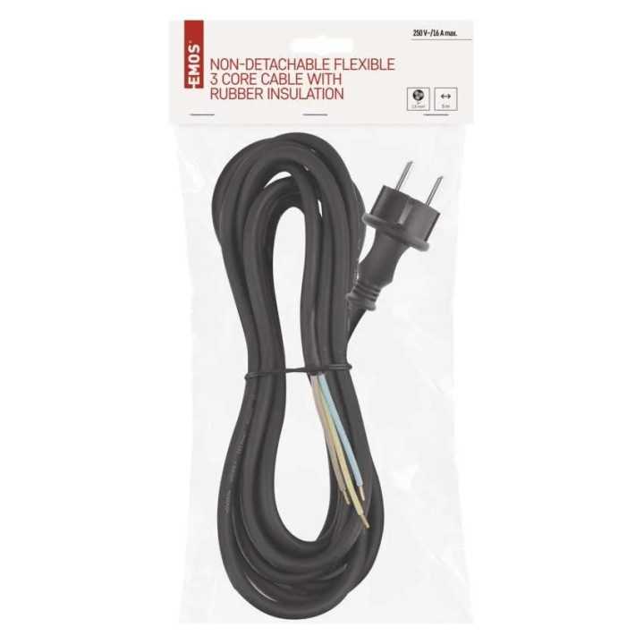 Cablu de alimentare EMOS S03250 nedetasabil flexibil izolatie cauciuc 3x1.5mm2 5m negru