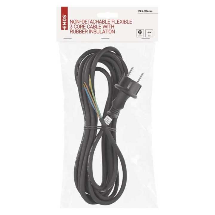 Cablu de alimentare EMOS S03150 nedetasabil flexibil izolatie cauciuc 3x1mm2 5m negru