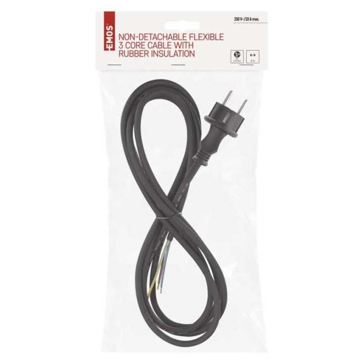 Cablu de alimentare EMOS S03130 nedetasabil flexibil izolatie cauciuc 3x1mm2 3m negru