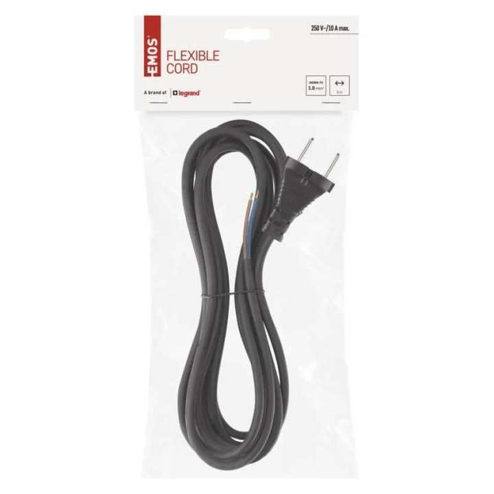 Cablu de alimentare EMOS S03050N 5m flexibil izolatie cauciuc /neopren 2x1mm2 H05RN negru