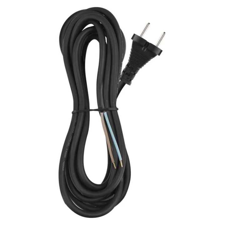 Cablu de alimentare EMOS S03350 nedetasabil flexibil izolatie cauciuc 2x1.5mm2 5m negru