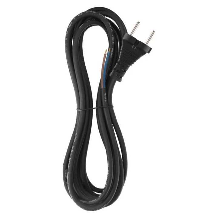 Cablu de alimentare EMOS S03050 nedetasabil flexibil izolatie cauciuc 2x1mm2 5m negru