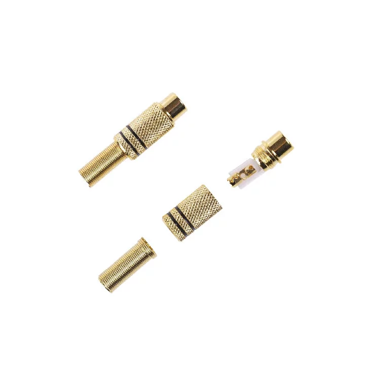 Mufa RCA mama metal auriu inel negru