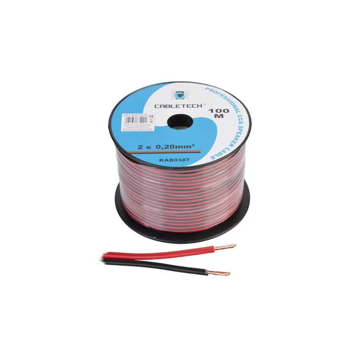 Cablu difuzor CCA 2x0.20mm rosu/negru 1m la rola Cabletech