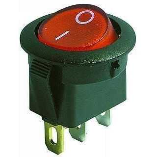 Intrerupator 3 poli 1 buton rosu ON-OFF rotund 20mm 6.5A 250V cu retinere