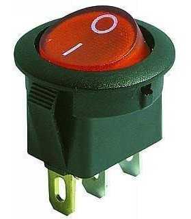 Intrerupator 3 poli 1 buton rosu ON-OFF rotund 20mm 6.5A 250V cu retinere