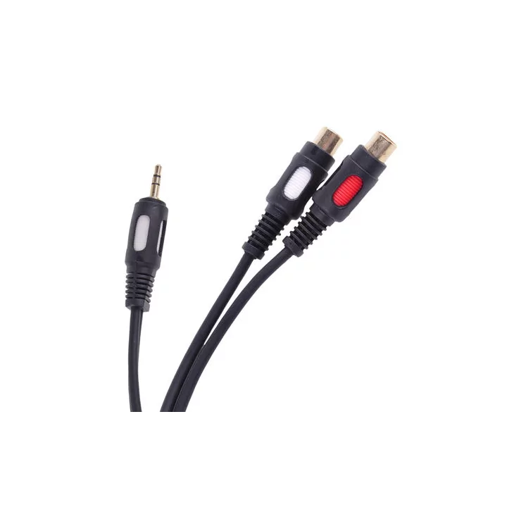 Cablu adaptor Jack tata 3.5 mm la 2x RCA mama 25cm dublu ecranat Cabletech