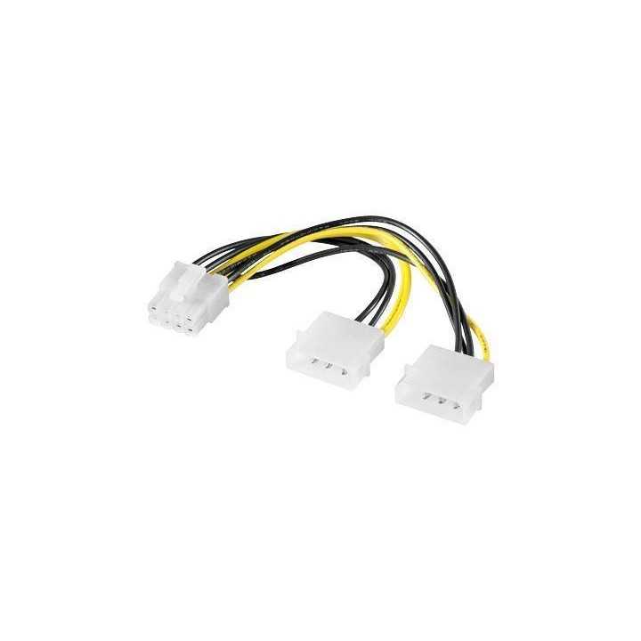 Cablu adaptor PCI express 8 pini la 2x Molex 5.25 0.15m pentru alimentare placa video Goobay